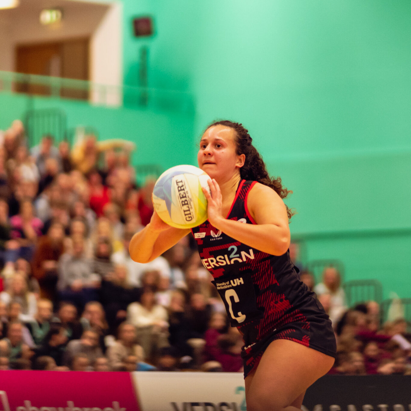 Taken during the Netball Super League game between Saracens Mavericks and London Pulse at the Hertfordshire Sports Village, Hatfield, England on 3rd April 2023.